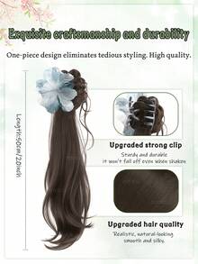 20-Inch Wig Slightly Curly Ponytail Clip Ancient Style Hanfu Braid Side Parted Wig Braid Cheongsam Light False Ponytail Suitable For Daily Use