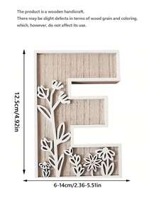 1 Pc Floral Wooden Letters Decor , Wood Alphabet With White Flower Patterns, 26 Letter Custom Name Decoration, Home Decor For Living Room, Bedroom, Entryway, Nursery, Wedding, Party Decoration