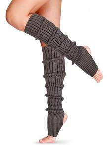 Long Leg Warmers Women 24 Inch Over Knee Knit Ribbed Leg Warmer Stirrup Yoga 80s Party Dance Ballet Supply - Dark Grey - View 12