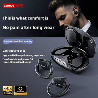Lenovo Los auriculares inalámbricos Bluetooth Lenovo XT80 tienen una buena calidad de sonido, larga duración de la batería y los auriculares intraurales colgantes a largo plazo son indoloros y reductores de ruido