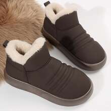 Women's Suede Shearling, Warm Snow Boots, Memory Foam Room Slippers - Nâu cà phê 1 - Xem 10
