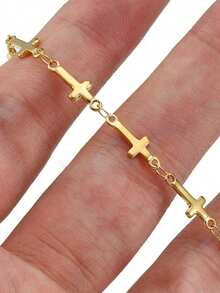 Nooxian 1 pieza Joyería Estilo bohemio de playa para mujer Tobillera de acero inoxidable resistente al agua y a la con múltiples cruces, accesorio diario como regalo (Cantidad de cuentas de cruz al azar)