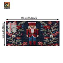 1 pièce/2 pièces Tapis de bain antidérapant à motif de casse-noisette de Noël, en matériau de fausse cachemire, avec décoration en peluche, convient pour les salles de bain, les entrées, les cuisines et autres occasions, lavable en machine, décoration festive, peut être offert en cadeau