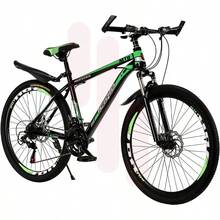ICIQLO Bicicleta de Montaña para Adultos Rodada 26 Deportiva con 21 Velocidades Sistema Tipo Shimano Frenos de Disco Rin de Acero Suspension Delantera y pie de Apoyo - Verde - Ver 3