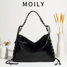 2025 Punk Style Shoulder Bag Armpit Bag Eyelet Bag Rope Bag Square Bag - Black - View 3