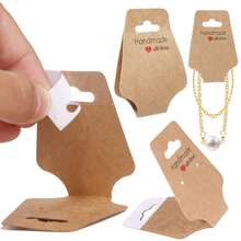 100PCS Bracelet Display Cards Handmade Earrings Sturdy Necklace Holder Cards Self Adhesive Jewelry Packaging Selling Card For Small Business Of Keychain Earring Hair Band Hair Ties And Scrunchies Hanging - Brown - View 5