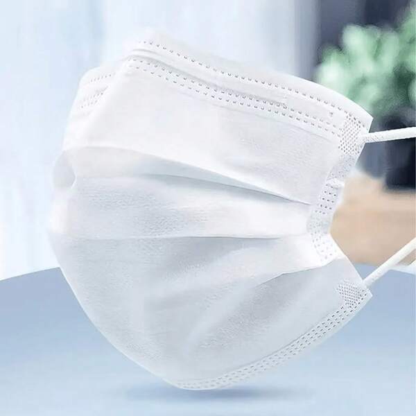 Adult Disposable White Face Masks - Hypoallergenic Breathable Material, Adjustable Ear Loops, Secure Nose Bridge, Suitable For Home, Office And Outdoor Use, Essential For Household Health, Elastic Fabric