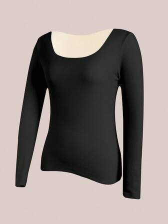 CELILIN Women's Casual Solid Color Knitted Fitted Long Sleeve Basic Long Sleeve Thermal Underwear Top, Fall / Winter