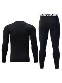 2pcs Men's Thermal Shapewear, Ski Thermal Suit, Shapewear Top And Pants, Men's Fitness Sports Leggings + Shirt