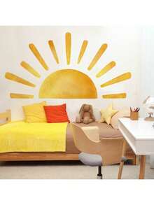 1 件明亮的旭日墙贴，防水贴花贴纸，PVC 贴纸，易于粘贴和移除，现代风格，适用于家居装饰、浴室装饰、房间用品、客厅装饰、餐厅、儿童房、书房装饰 - 彩色 - 查看 5