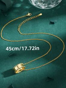 1pc High Quality European & American Cubic Zirconia Copper 18K Gold Plated Smooth Bead Hoop Pendant Necklace, Luxury Gift For Women, Everyday Wear - Yellow Gold - View 3