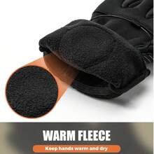1 Pair Men's Winter Warm Gloves, Long Thickened Windproof Snowboard Cycling Sled Gloves, Adjustable Knob, Touchscreen Compatible