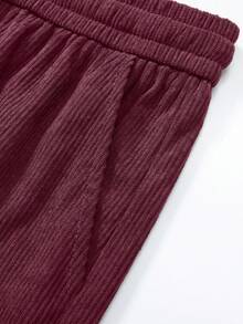 Men's Casual Straight Leg Corduroy Pants, Personalized Printed, Loose Fit, Versatile, Suitable For Spring And Autumn