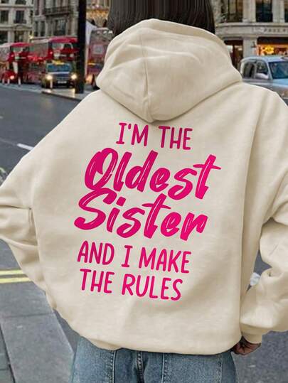 1pc Tween Girl Casual Printed Pullover Sweatshirt, Thermal Lined, Long Sleeve, Autumn/Winter