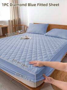 1pc Fitted Sheet, Bedding, Bed Sheet, Waterproof  Fitted Sheet, Skin-Friendly Mattress Cover, Soft And Comfortable Bedding For Bedroom, Room Decor, Halloween Decor, Christmas Decoration, 11.8 Inch Deep Pocket Cooling Breathable Quilted Fitted Sheet For All Seasons, For Single, Twin, Full, Queen And King Size, Solid Color Mattress Protective Cover, Dustproof, Comfortable And Machine Washable - 彩色 - 查看 31