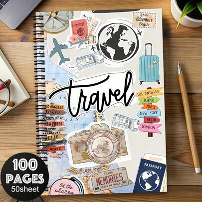 1 pièce Carnet de voyage vintage, journal de voyage, carnet de notes avec carte ancienne, journal de carte rétro, carnet de timbres de voyage, planificateur de voyage, enregistrement de voyage pour famille, couple, ami, organisateur personnel, planification de bureau