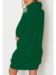 Pink Queen Ugly Christmas Sweater Dresses For Women Oversized Loose Fit Knit Dress With Pocket - 墨綠色 - 查看 10