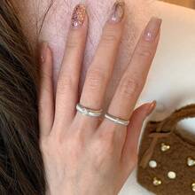 New Vintage Brushed  Pearl Ring For Women, Adjustable Open Band, Layered Wear, Niche High-End Luxury Couple Rings - J5203寬版 - 查看 2