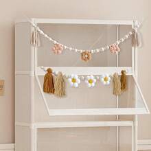 1 件粉色花朵流苏横幅，儿童婴儿房装饰，派对装饰，可爱，悬挂装饰，新生儿必需品，摄影道具，礼物