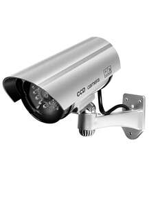 1pc Solar Powered Realistic Fake Security Camera, Home/Yard/Garage Anti-Theft Dummy Surveillance Camera With Red Flashing Light, Lightly Water-Resistant, Battery Powered & Solar Powered Models Available