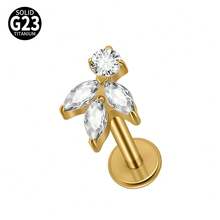 1PC Titanium Moon Zirconia Lip Piercing Internal Thread Cz Flower/Carrot Labret Tragus Ear Cartilage Flat Piercing Nose Piercing Jewelry - Titanium Original Color - View 14