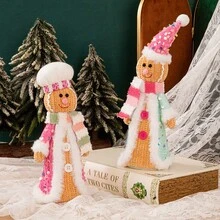 2pcs Creative Christmas Gift Ornament Retro Standing Gingerbread Man Doll Decoration Party Atmosphere Ornament Small Gift, Creative Desktop Decoration Ornament, Suitable For Bedroom, Living Room And Other Places, The Best Christmas Gift