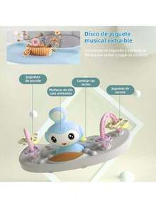 Andadera Para Bebé 3 En 1: Plegable, Portátil e Interactiva - Con Luz Musical, Mecedora, Mesa, Silla y Parasol, 6 Posiciones Ajustables para Bebés de Diferentes Alturas - Azul - Ver 7