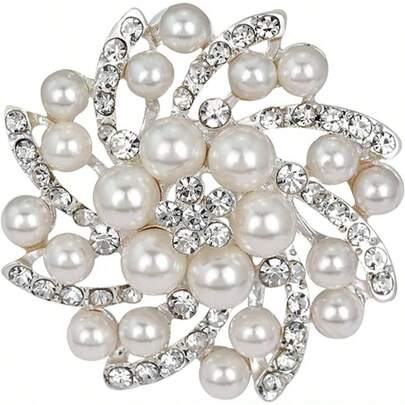 Elegant Faux Pearl Flower Wedding Brooch Corsage Pin Brooch Women Clothing Accessories Jewelry Bride Girl Women