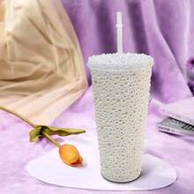 1pc 12 Oz (About 340 G) Sparkler Cup Handmade Rhinestone Set, Built-In Double Plastic Cup With Lid, Straw - Perfect For DIY Custom, Iced Coffee And Wa