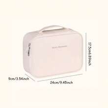 Shifuni Cosmetic Bag PU Leather Cosmetic Bag Square Zipper Multifunction Toiletry Bag - 棕色 - 查看 5