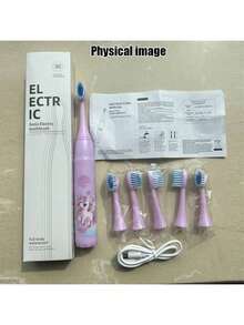 1 pieza Cepillo de dientes eléctrico recargable/a batería con 6 cabezales de cepillo, modelo de batería de 1 velocidad, modelo recargable de 4 velocidades - Morado - Ver 8