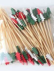 100 szt. patyczków owocowych, patyczki bambusowe, patyczki kwiatowe, widelce do owoców, kreatywne wykałaczki artystyczne, dekoracyjne patyczki bambusowe, widelce do burgerów, odpowiednie do dekoracji napojów i widelców deserowych, kuchnia, prezent świąteczny