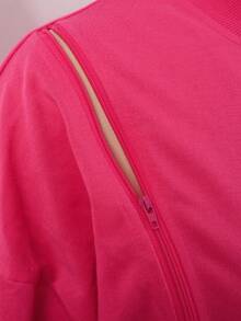 2pcs Women Casual Sports Zip-Up Jacket And Pants Set, Personalized Design, Autumn/Winter