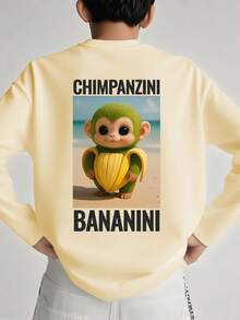 Tween-Jungen T-Shirt mit Rundhalsausschnitt und langen Ärmeln mit Grafikdruck, Herbst-/Winter-Oberteil