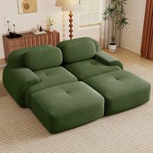 81.8"/117.3"/152.7" Modular Sectional Sofa, Corduroy Boneless Sofa With Deep Seat And Button Tufted Cushions, Comfy Cloud Sectional Loveseat Couches For Living Room Bedroom, No Assembly - 綠色 - 查看 12