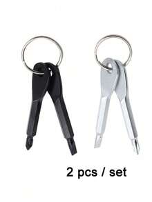 2 In 1 Keychain Screwdriver Set Mini Pocket Philli And Flat Head Screwdriver With Key Ring Outdoor Survival Emergency Handy Tool Multifunction Repair Kit