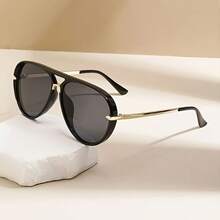 Women's Large Frame Fashion Casual Glasses Simple Semi-Metal Leg Design Color Frame Light Luxury Style Men's Glasses - 綠色 - 查看 4
