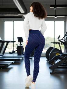 Women Leggings - Blue and White - View 3