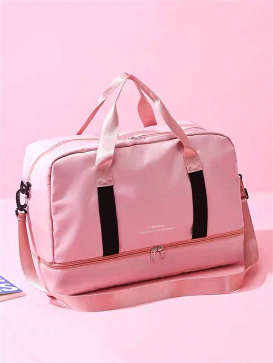 Baila Morena Sports Trunk Bag Nylon Water Resistant Large Capacity Hand Bag Shoulder Bag Adjustable Crossbody Strap Sneaker Bag Waterproof Pocket - 粉色 - 查看 1
