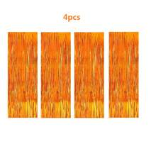 4packs Orange Foil Fringe Curtains Set & Metallic Photo Booth Backdrop Door Curtain, Perfect Decorations For Halloween Party, Wedding, Engagement, Birthday, Anniversary, Graduation, Bachelor Party And Other Important Occasions,Christmas
