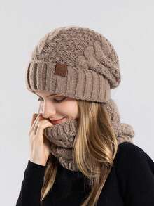 1 Stück Herbst/Winter Thermisch gefütterter gestrickter Beanie Hut & Halswärmer Set, Unisex weicher windundurchlässiger thermischer Schal Skimaske, 4 Farben erhältlich - Ideales Geschenk für Muttertag, Unabhängigkeitstag, Vatertag, Musikfestival, Stierkampf, Edinburgh International Festival, Halloween, Bonfire Night, Weihnachten, Valentinstag, Neujahr Flauschiges Valentinsgeschenk - Verschiedenfarbig - Übersicht 1