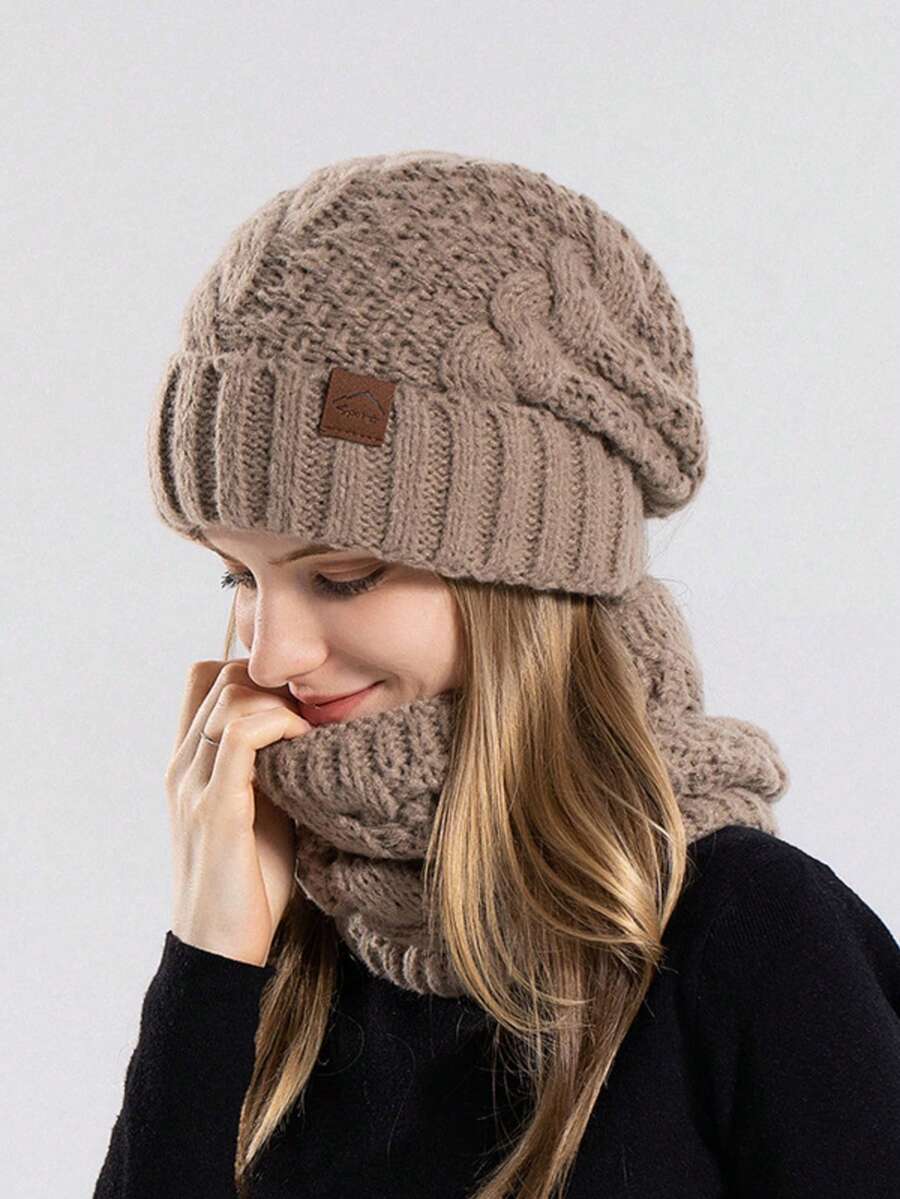 1 Stück Herbst/Winter Thermisch gefütterter gestrickter Beanie Hut & Halswärmer Set, Unisex weicher windundurchlässiger thermischer Schal Skimaske, 4 Farben erhältlich - Ideales Geschenk für Muttertag, Unabhängigkeitstag, Vatertag, Musikfestival, Stierkampf, Edinburgh International Festival, Halloween, Bonfire Night, Weihnachten, Valentinstag, Neujahr Flauschiges Valentinsgeschenk - Verschiedenfarbig - Übersicht 1