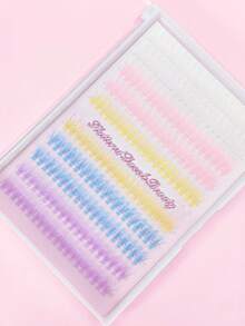 200 piezas de pestañas postizas individuales reutilizables de 5 colores pastel arcoíris DIY | Pestañas suaves y ligeras de 12 mm con curvatura D, amigables con la piel, para Halloween, Acción de Gracias, Navidad, fiestas de boda, cosplay y maquillaje glamoroso creativo diario