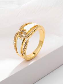 1pc Fashion Copper Zirconia Ring For Women Wear Suitable As A Gift For Friends