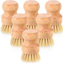 1 pieza/2 piezas Cepillo de fibra de sisal de mango corto de madera, cepillo de limpieza de fibra de coco para tazones y platos del hogar, almohadilla de limpieza de cocina