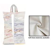 1 pieza/2 piezas/4 piezas Soporte para toallas de papel con ilustración soñadora impresa - Caja de pañuelos de tela de poliéster rectangular con cuerda colgante, adecuada para sala de estar, dormitorio, baño y coche, accesorio de decoración del hogar de moda, patrón elegante, estructura duradera, almacenamiento funcional - Multicolor - Ver 6