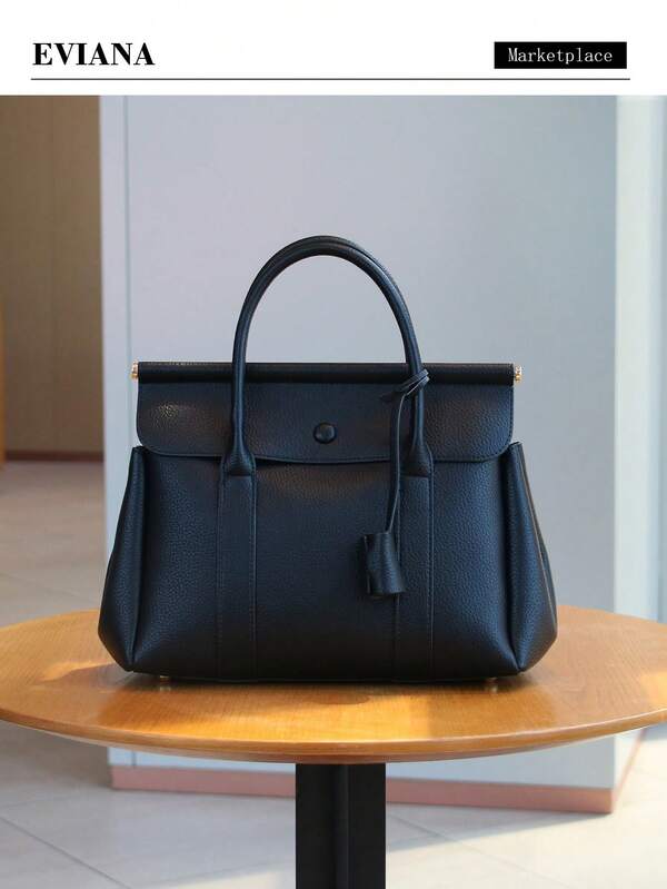 Bolso de mano de mujer de moda 2025, bolso mensajero con solapa vintage, bolso tote de gran capacidad elegante de color gris elefante, bolso de hombro de cuero suave de alta calidad, adecuado para oficinistas y damas de oficina