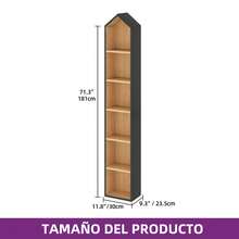 BALCONERA White-Natural Oak Bookcase (180 X 23.5 X 30 Cm) – 6-Tier Model With Space-Saving Design, Ideal For Home & Office - màu đen - Xem 6