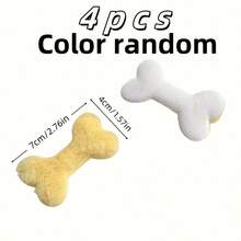 4pcs/Set Soft Plush Cat & Dog Bone Shaped Chew Toys - Soft Dental Toys For Small Dogs, Variety Of Colors, Textured Surface For Dental Health & Satisfaction, Lively Design, Soft Material