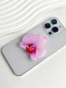 1pc INS Pink Flower Orchid Lily Acrylic Resin Phone Holder, Foldable Portable Air Cushion Phone Stand Compatible With IPhone, Android Phone, Gift For Birthday, Family, Friends Push-Pull Phone Grip Phone Accessories - Multicolor - View 13